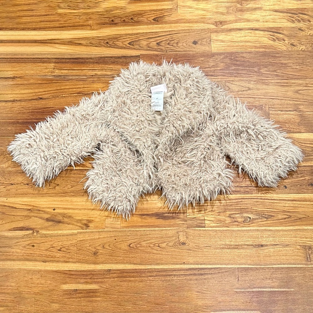Kids Little Lass Faux Fur Open Jacket Size 3T